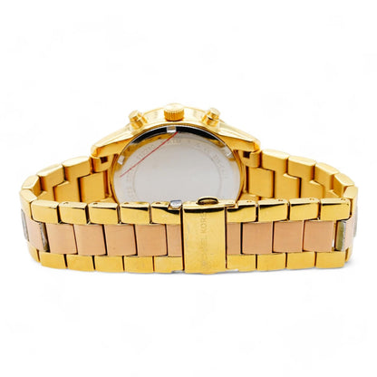 Women's Two Tone Gold Ritz Pave Chronograph Stainless Steel Watch