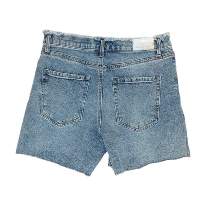 Blue Solid Denim Shorts