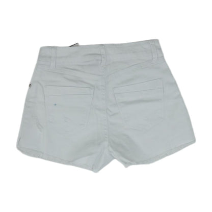 White Solid Denim Shorts