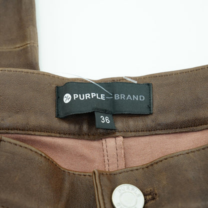 Brown Five Pocket Lambs Leather Pant