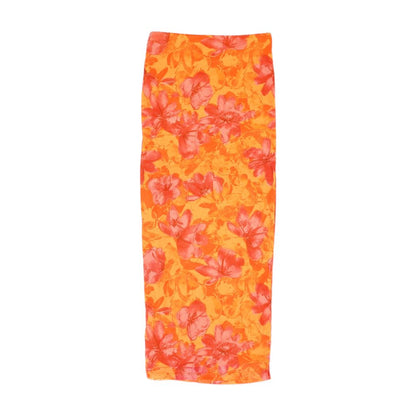 Orange Floral Maxi Skirt