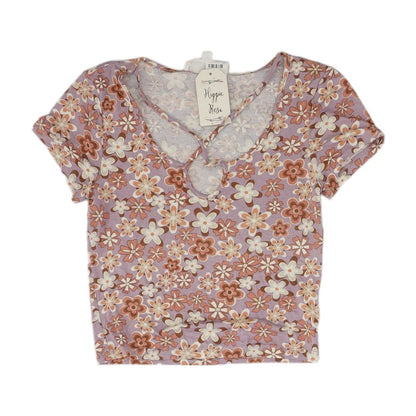 Lavender Floral Short Sleeve Blouse