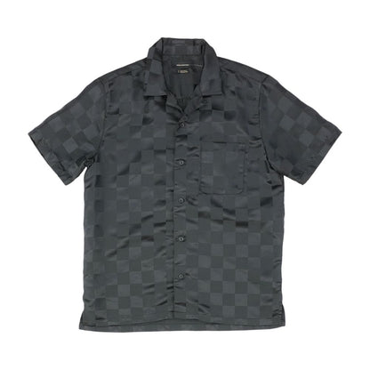 Black Solid Short Sleeve Button Down