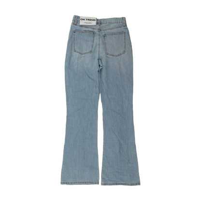 Blue Solid Mid Rise Regular Jeans