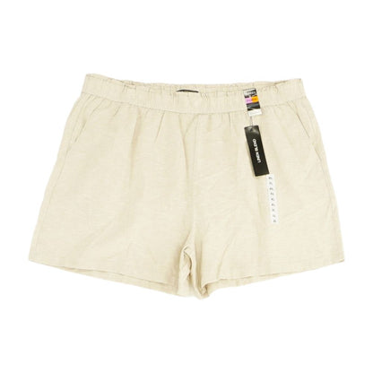 Beige Solid Shorts