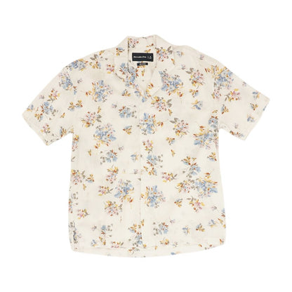 White Floral Short Sleeve Button Down