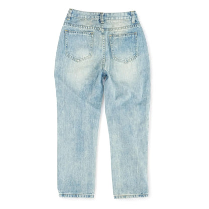 Blue Solid High Rise Regular Jeans