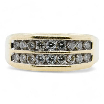 10K Gold Two Diamond Row Band