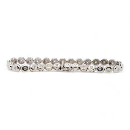 14K White Gold Bezel Bubble Set Diamond Line Bracelet