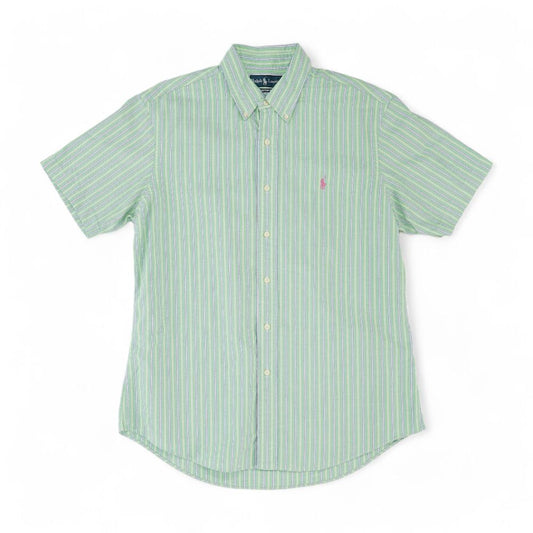 Green Striped Short Sleeve Polo