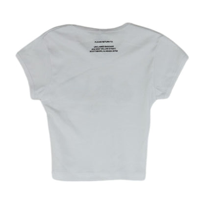 White Cropped Unclaimed Baggage T-Shirt