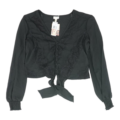 Black Solid Long Sleeve Blouse