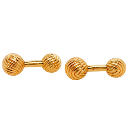 14K Gold Vintage Ridged Ball Cufflinks Circa 1960