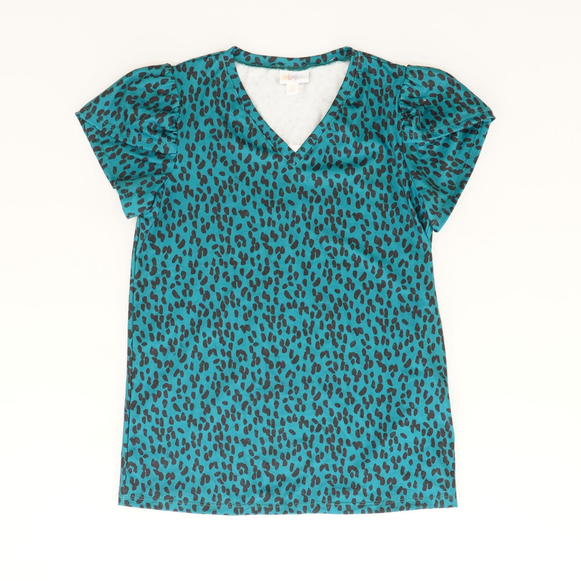 Teal Animal Print V Neck T-Shirt – Unclaimed Baggage