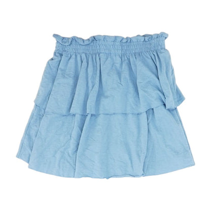 Blue Solid Mini Skirt