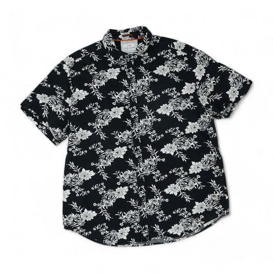 Black Floral Short Sleeve Button Down