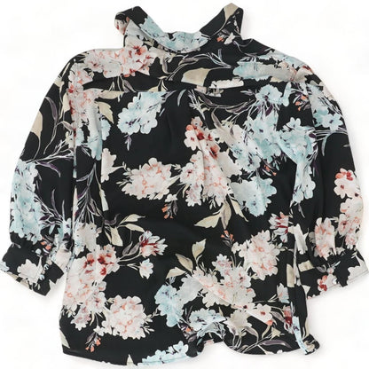 Black Floral 3/4 Sleeve Blouse