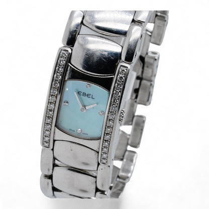 Women's Beluga Diamond Accented Bezel Mother of Pearl Dial Stainless Steel Watch