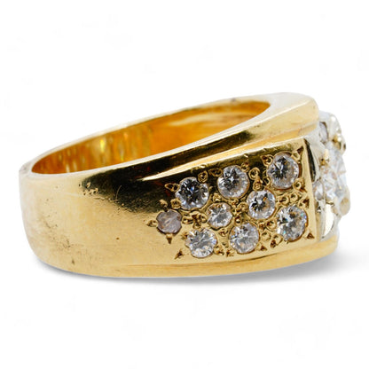 14K Gold Round Diamond Signet Ring