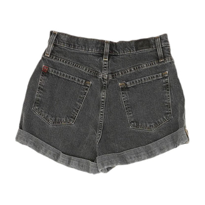 Black Solid Denim Shorts