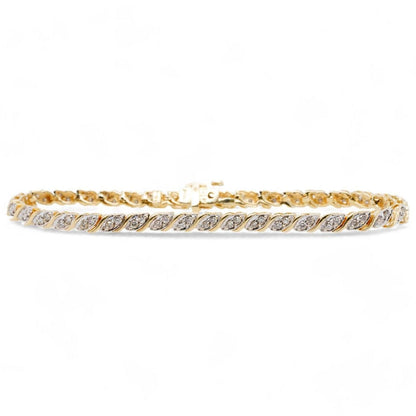 14K Two Tone Gold S Link Diamond Tennis Bracelet