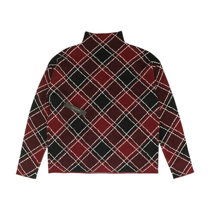 Red Plaid Mockneck Sweater