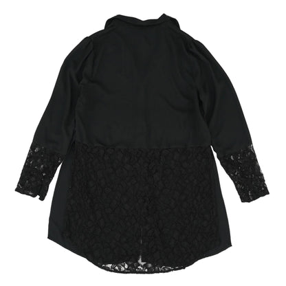 Black Solid Long Sleeve Blouse