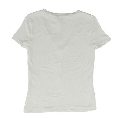 White Solid V Neck T-Shirt