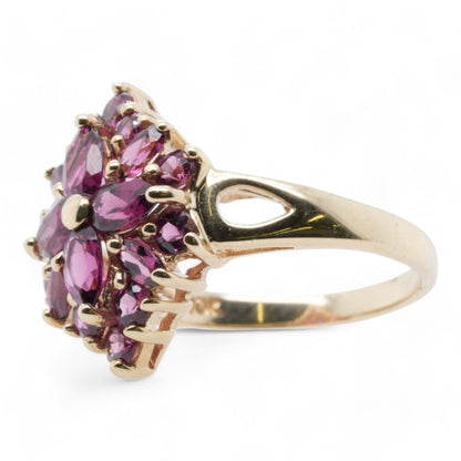 10K Gold Rhodolite Garnet Cluster Ring