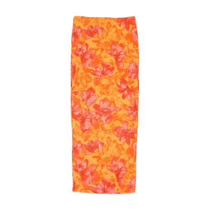 Orange Floral Maxi Skirt