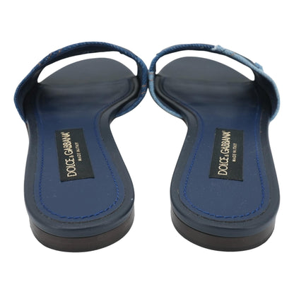 Blue Patchwork Denim Slides with DG Logo