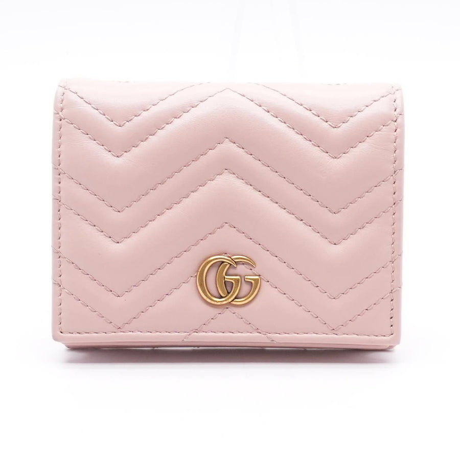 GG Marmont matelassé card case wallet in light pink leather