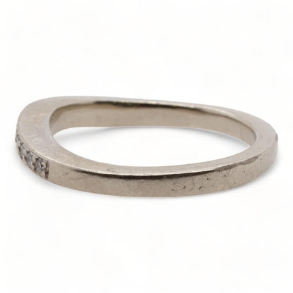 14K White Gold Round Diamond Contour Band