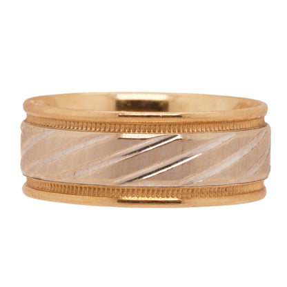 10K Two Tone Gold Grooved Band