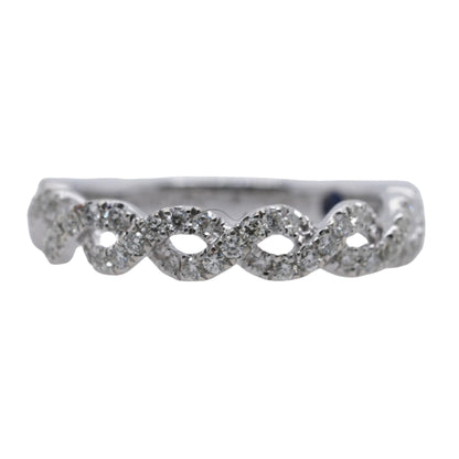 14K White Gold Braided Diamond Band