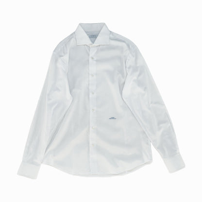 White Solid Long Sleeve Button Down