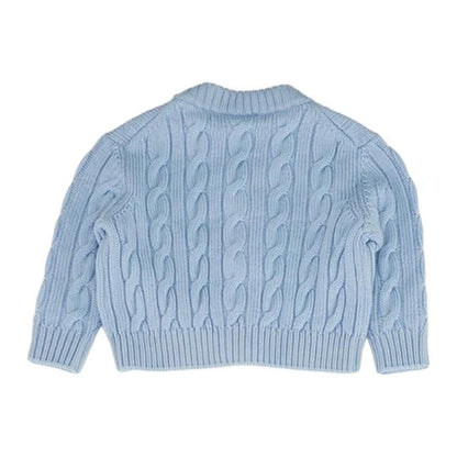 Blue Cable-Knit DG Logo Wool-Blend Cardigan