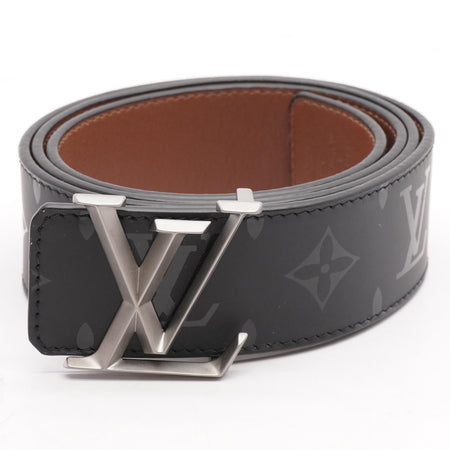 LV LOUIS VUITTON Belt For Men, Silver Buckle Black Leather