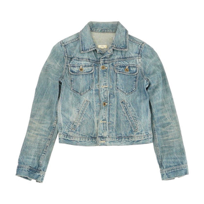 Blue Solid Denim Jacket