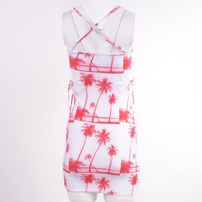 White Tropical Mini Dress