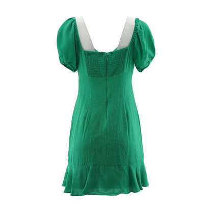 Green Solid Mini Dress