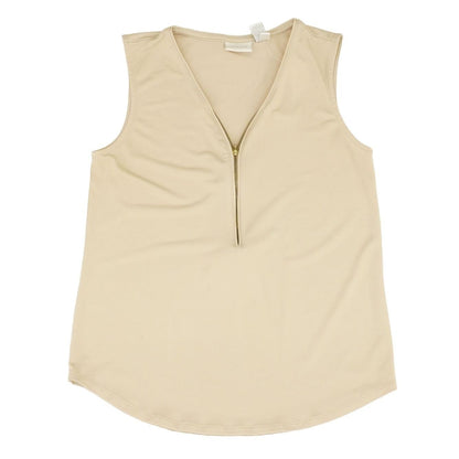 Beige Solid Sleeveless Blouse