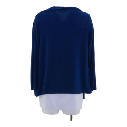 Blue Solid Cardigan Sweater