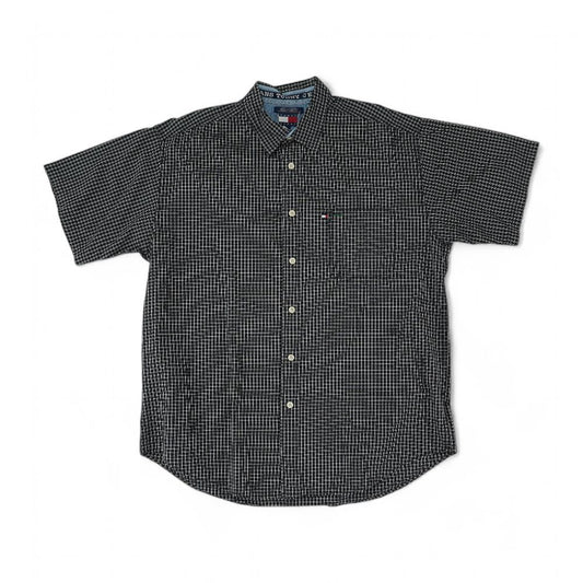 Black Striped Short Sleeve Button Down