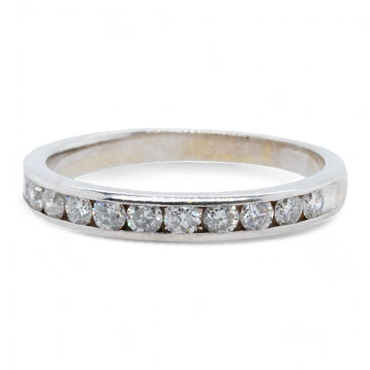 14K White Gold Channel Set Diamond Band