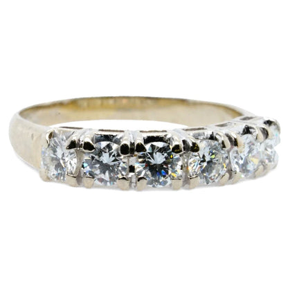 14K White Gold Six Diamond Band