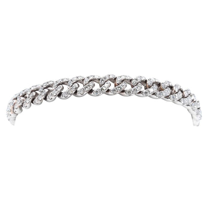 14K White Gold Diamond Pave Cuban Link Bracelet