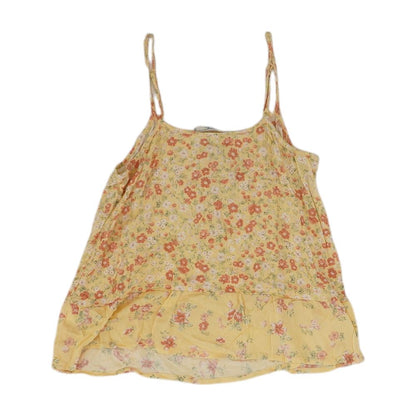 Yellow Floral Sleeveless Blouse