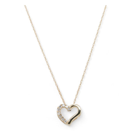 14K Gold Diamond Heart Pendant Necklace