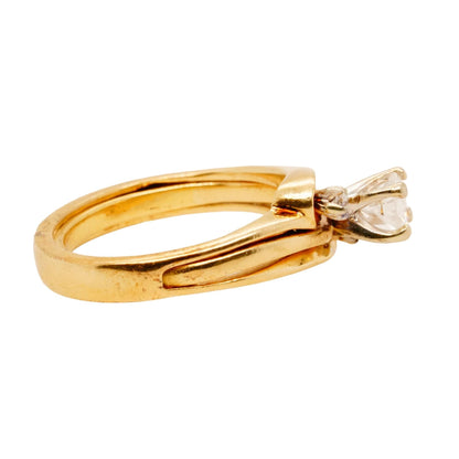 14K Gold Round Diamond Engagement Ring With Ring Guard